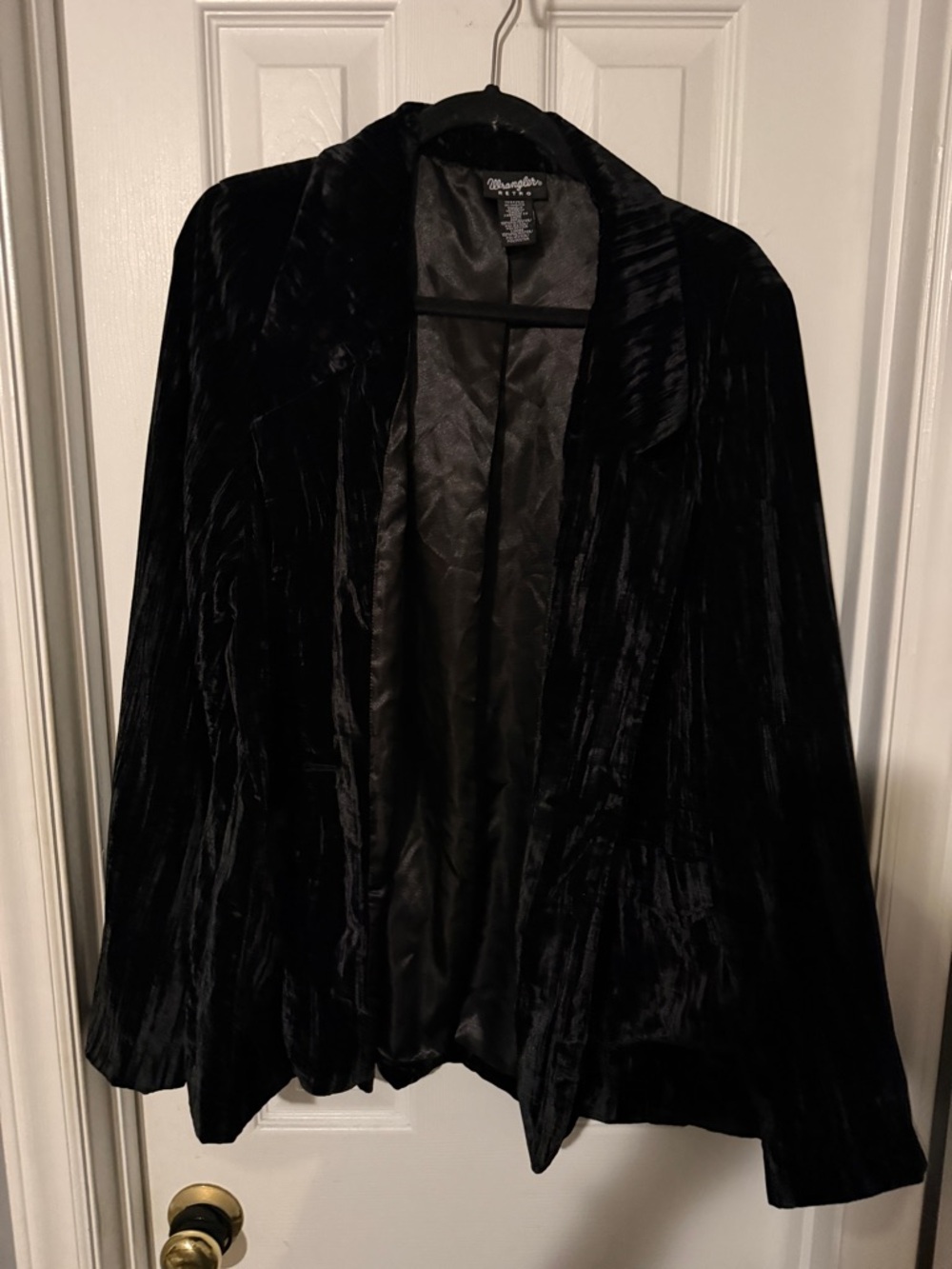 Wrangler Retro Party Velvet Black Blazer Jacket  XL